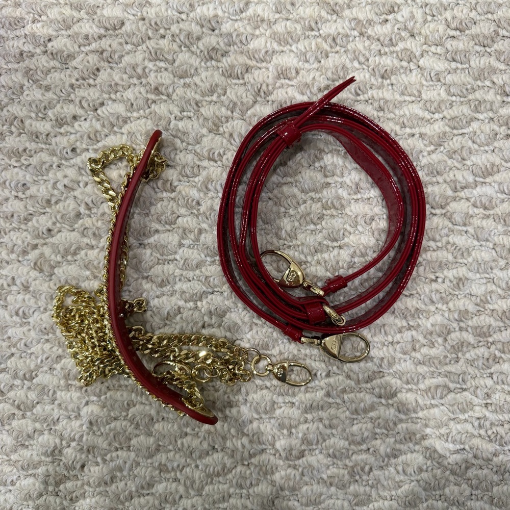 Red Leather Mini Bag with Gold Accents - Picture 8 of 8